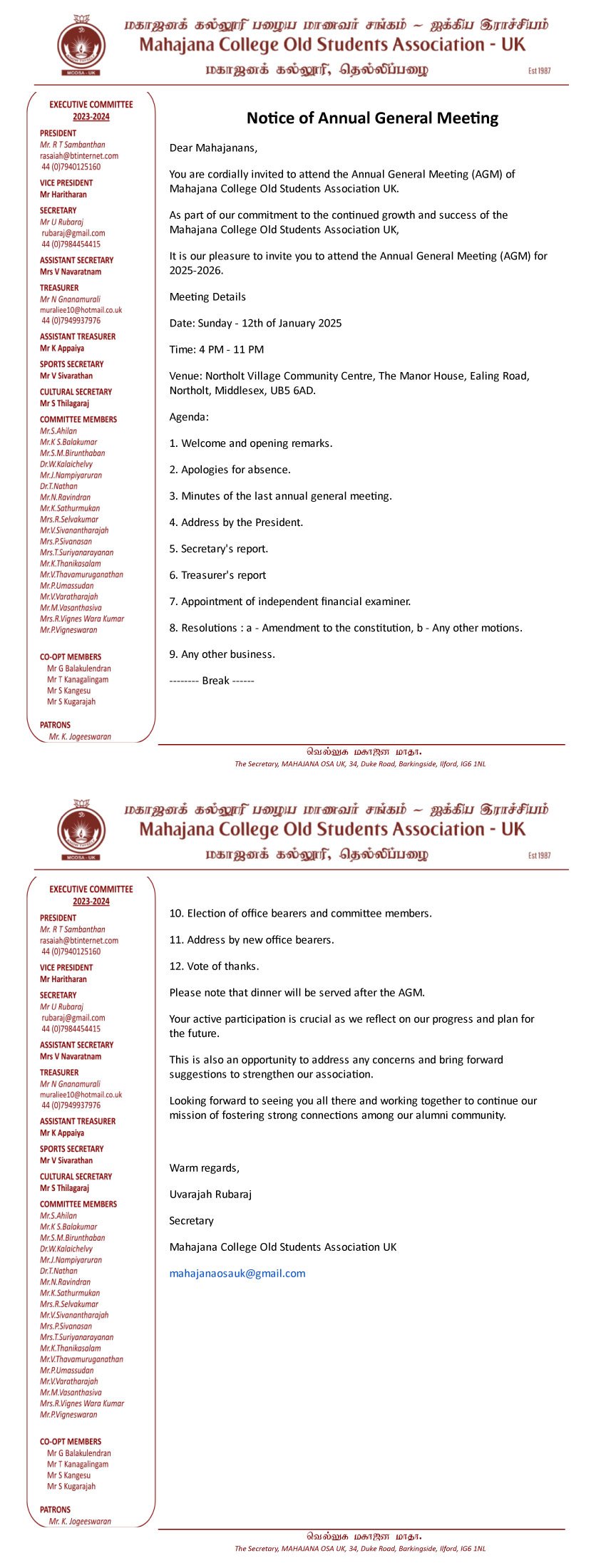 Notice of Annual General Meeting